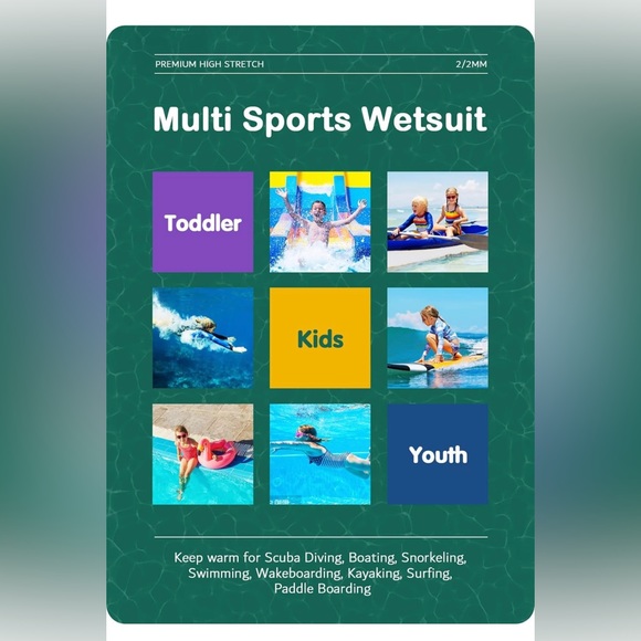 Dark Lightning Shorty Wetsuits for Kids Boys and Girls, 2MM Neoprene - Picture 5 of 6